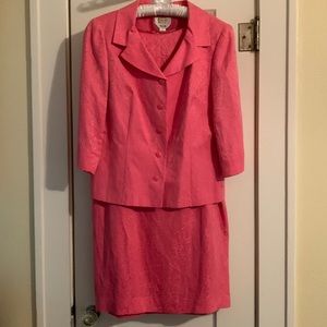 Talbots 2-Piece Silk & Linen Sleeveless, 3/4 Sleeve Jacket, Tone on Tone Floral